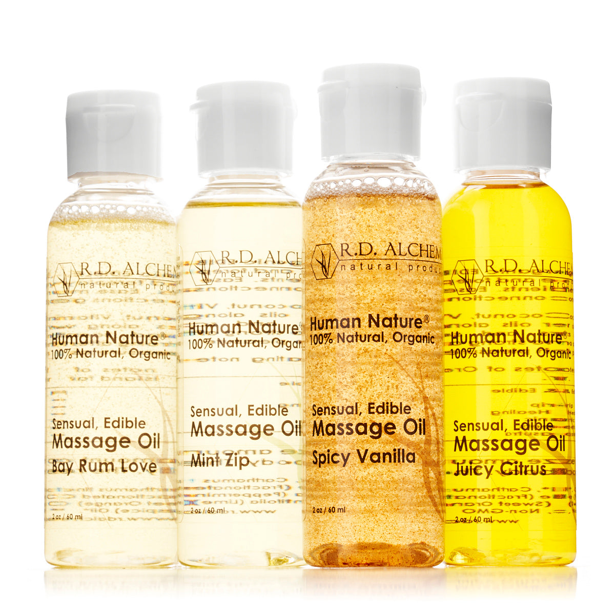 Sensual Edible Massage Oil - 4 Flavor Sample Pack