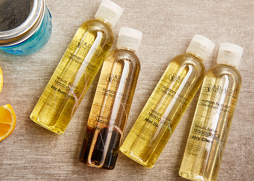 Sensual Edible Massage Oil - 4 Flavor Sample Pack